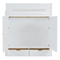 Full Size Wooden Loft Bed With Wardrobe, Desk, Drawers, Shelves, White Full White Plywood