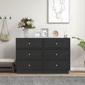 6 Drawer Dresser, Modern Closet Dressers Chest Of Drawers With Crystal Knobs & Decorative Painted Strip Black Black Wood