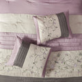 Embroidered 7 Piece Comforter Set Purple Queen Queen Purple Polyester