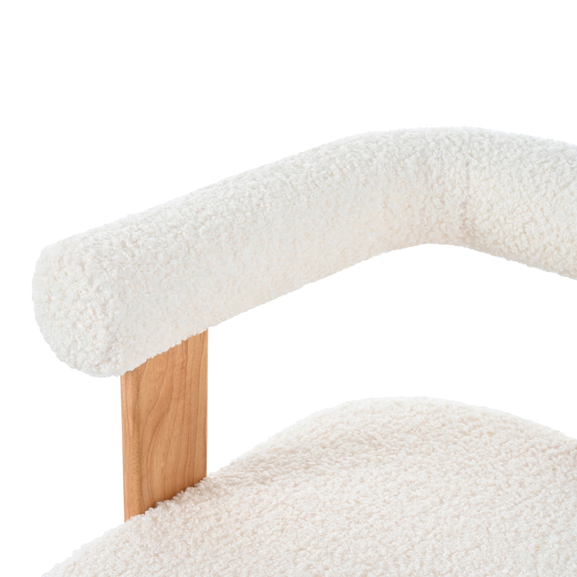 Mid Century Modern Barrel Accent Chair, Upholstered Kitchen & Dining Room Chairs With Arms, Teddy Velvet Boucle Accent Chairs Side Chairs For Kitchen Living Room Bedroom, White White Teddy