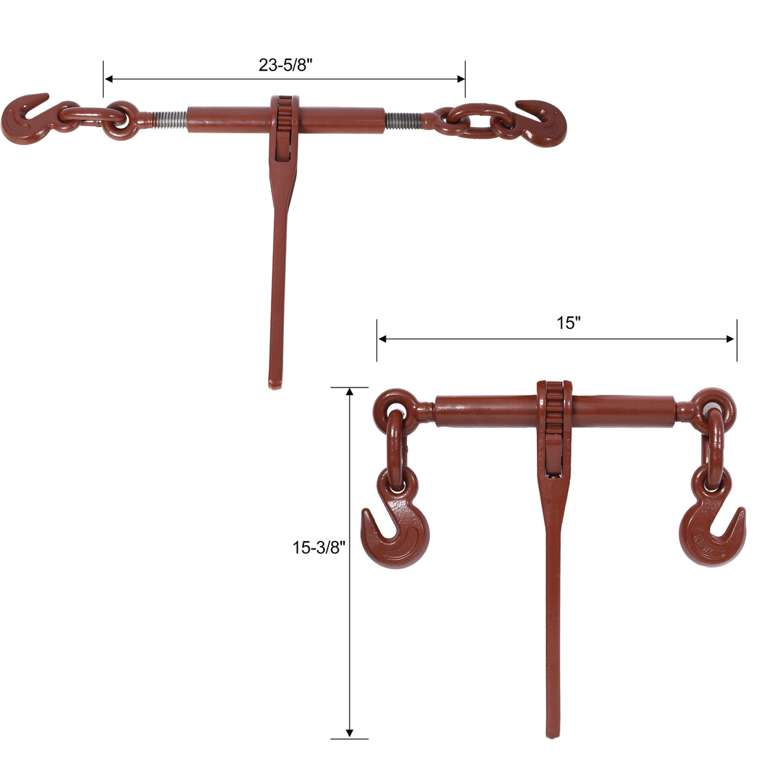 Heavy Duty 5 16" 3 8" Ratchet Binders, 5400Lbs Working Load Capacity, G70 Hooks Adjustable Length, 4 Pack, Red Red Steel