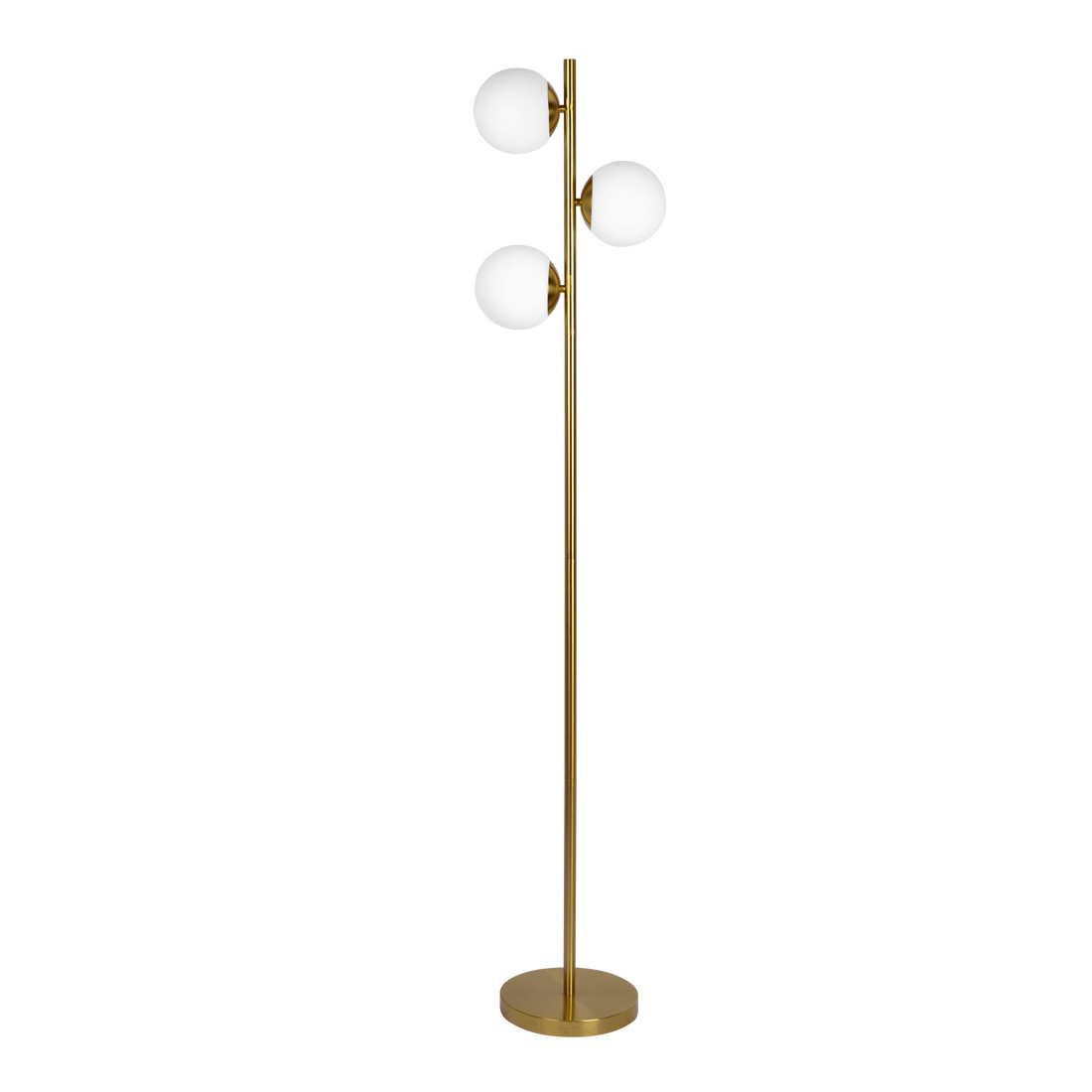 Brilliance Modern Gold Brush Floor Lamp, Opal Glass Shades And Round Metal Base Clear,Gold Brass,Glass