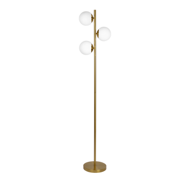 Brilliance Modern Gold Brush Floor Lamp, Opal Glass Shades And Round Metal Base Clear,Gold Brass,Glass