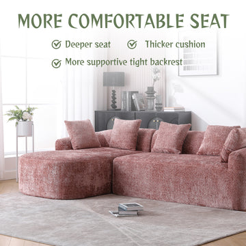 Coolmore Boucle Sofa 3 Seater For Living Room Oversized Comfy Sofa L Shape Sofa Couch With Chaise Home Furniture Sleeper Sectional Sofa For Apartment, Office Left Hand Facing Pink Pink Primary Living Space Foam Boucle 3 Seat