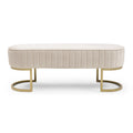 Bench Bedroom Bench ,Velvet Oval Upholstered End Of Bed Bench With Golden Metal Legs ,48