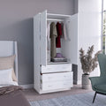 Taly Double Door Armoire White White Bedroom Modern Particle Board