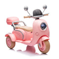 12V Two Seater Kids Ride On Electric Motorcycle,Three Wheels Kids Toy With Slow Start,Multi Function Player,Usb,Bluetooth, Light,Backseat Flip Adult Seat, Oversized Storage Box For Kids Aged 3 6. Pink Plastic