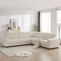 110 Inch Oversized Corduroy Corner Sofa,L Shaped Corner Couch With Two Storage Spaces,Usb Port & T Pyce Port And Cup Holderdeep Seat Comfy Upholstered Couches For Living Room Not Freely Combinable Beige Corduroy 5 Seat
