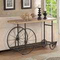 Oak And Antique Grey Sofa Table With Bottom Shelf Oak Gray Primary Living Space Industrial Shelves Rectangular Wood Metal