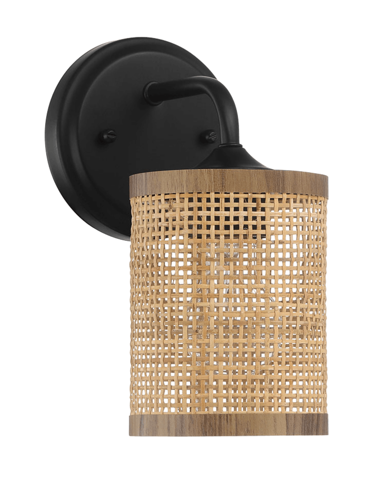 Reef Single Lights Wall Sconce With Natural Rattan Shade Rustic Wicker Wall Light Black,Rattan Metal,Rattan