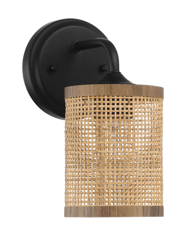 Reef Single Lights Wall Sconce With Natural Rattan Shade Rustic Wicker Wall Light Black,Rattan Metal,Rattan