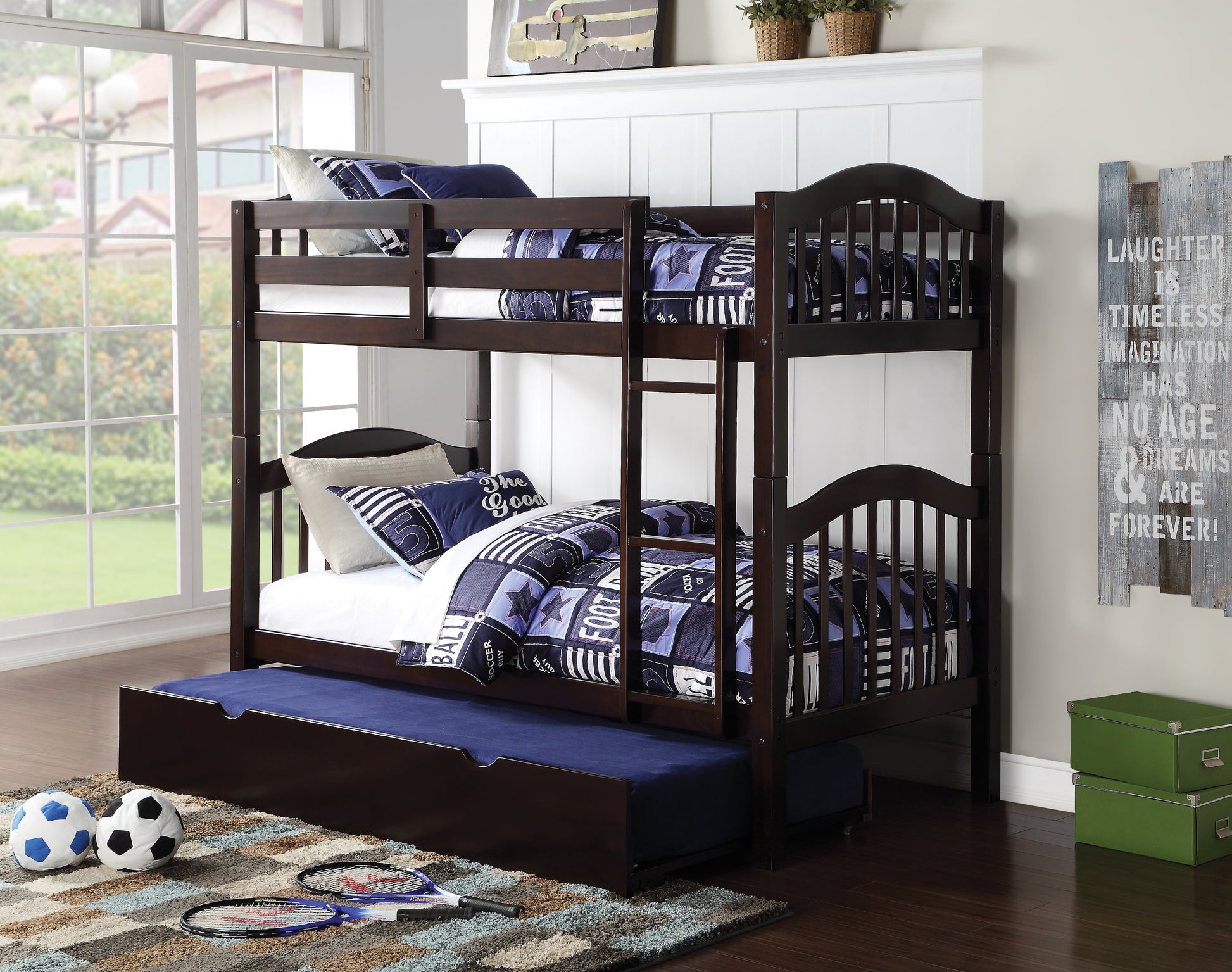 Espresso Twin Over Twin Bunk Bed With Built In Ladder Espresso Espresso Primary Living Space Pine Wood