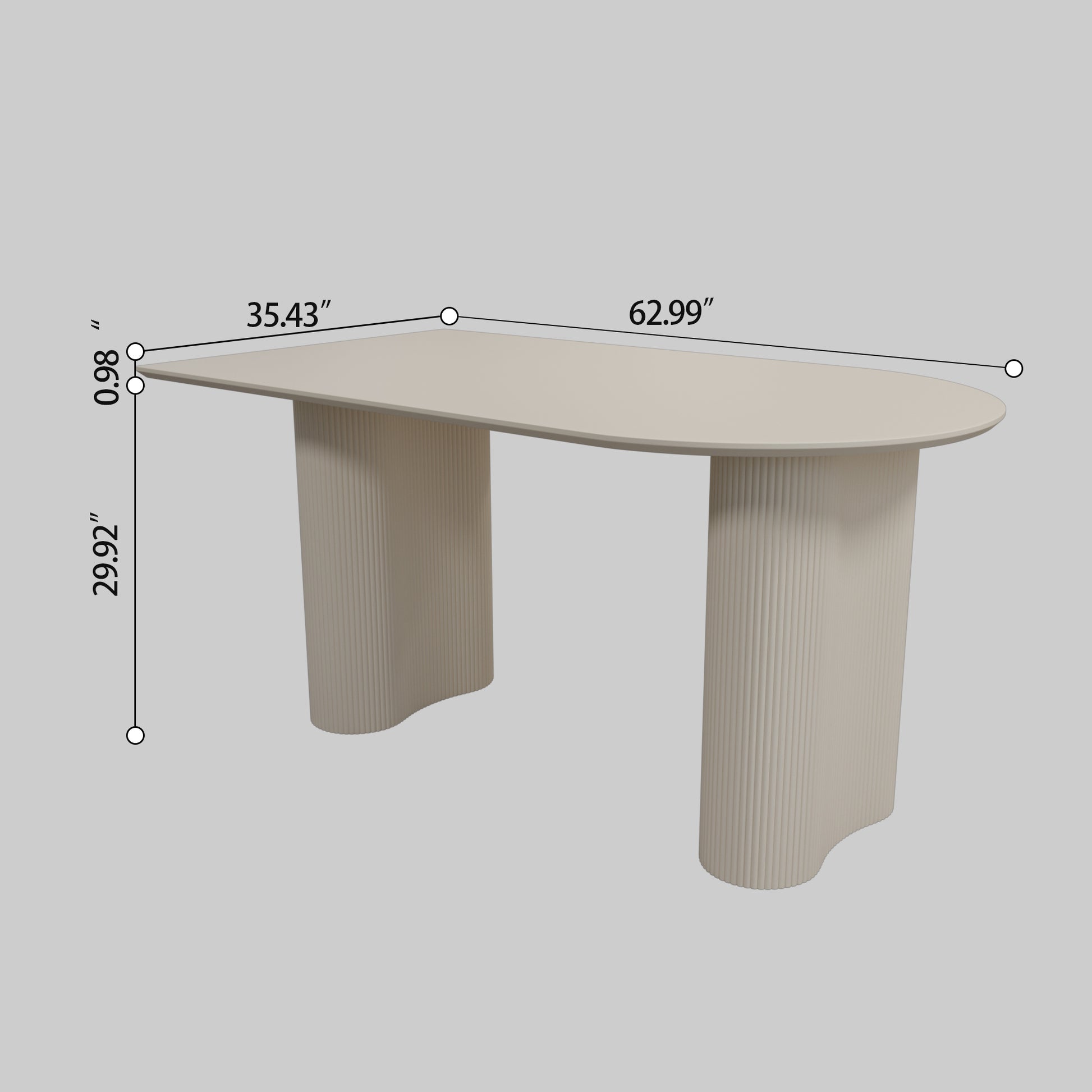 63 "Modern Fashion Mdf Cream Style Coffee Table And Irregular Side Table, 4 8 Person Dining Table, Thick Engineering Wood Round Wave Table Legs, Home Kitchen Thick Elegant Cream White Table Top Cream White Mdf