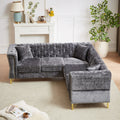 81.5 Inch Chenille Corner Sofal Shaped Sectional Couch, 5 Seater Corner Sofas With 3 Cushions For Living Room, Bedroom, Apartment, Office Grey Foam Chenille 5 Seat