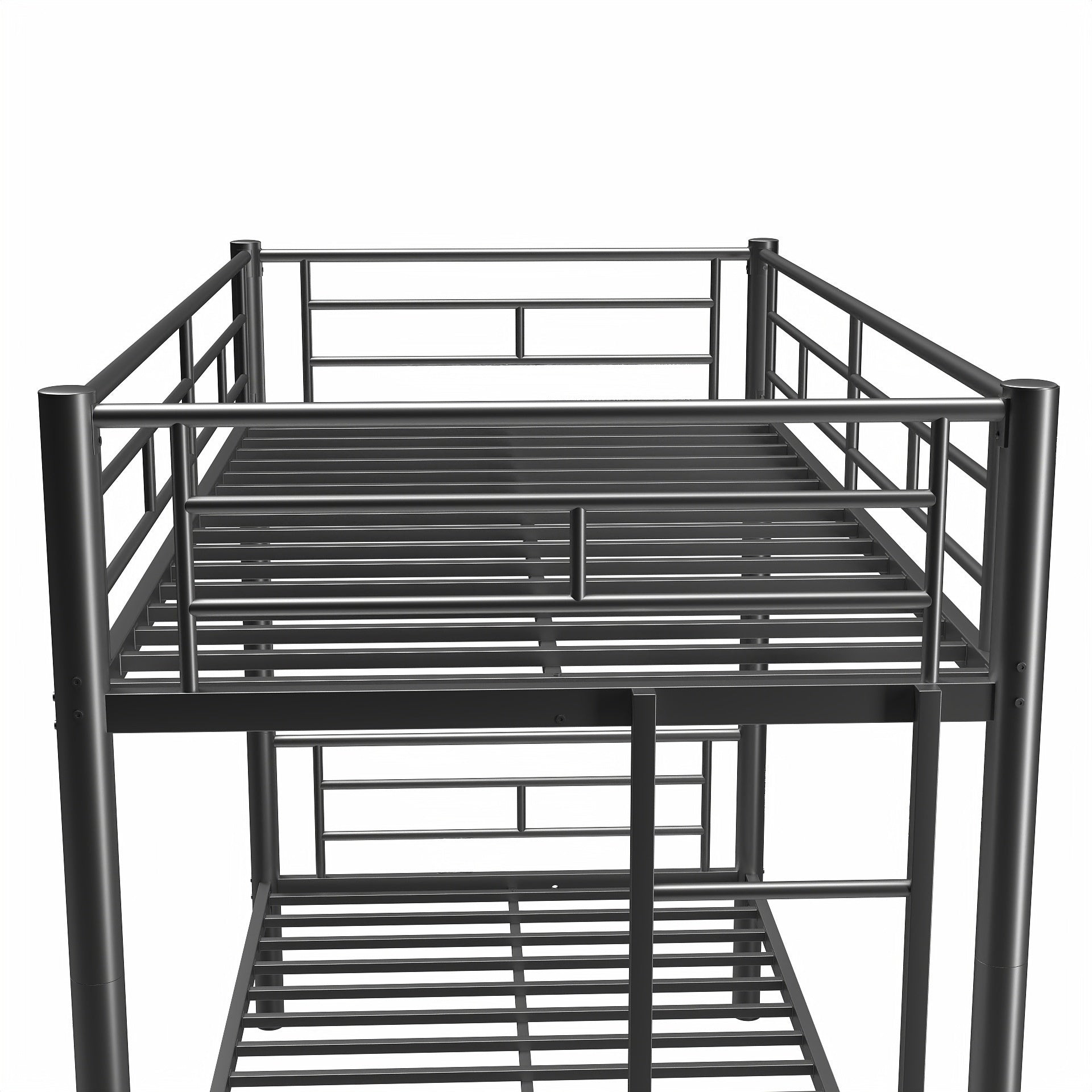 Bunk Bed Twin Over Twin Size With Ladder And High Guardrail, Able To Split, Metal Bunk Bed, Storage Space, Noise Free, Black Twin Black Metal Bedroom Metal