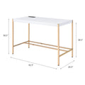 White And Gold Writing Desk With Usb Ports White Gold Built In Outlets Or Usb Writting Desk Office Rectangular Wood Metal