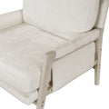 Modern Home Accent Chair Cushion Seat Back Cream Chenille Fabric Upholstery Solid Wood Furniture 1Pc Cream Color Primary Living Space Contemporary,Modern Plywood,Solid Wood