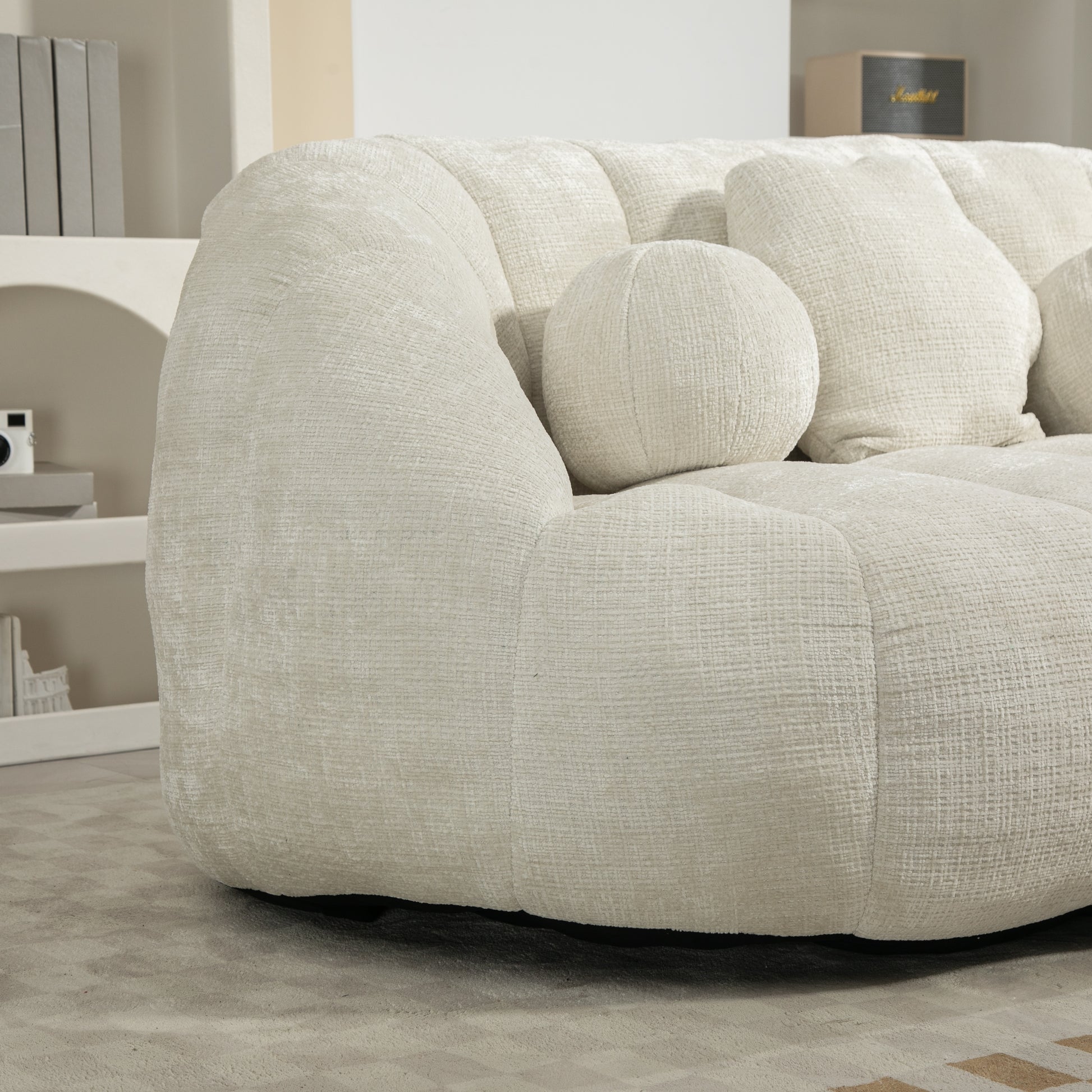 Coolmore Bean Bag Sofa Lazy Sofa Durable Comfort Lounger High Back Bean Bag Chair Couch For Adults And Kids, Indoor & Outdoor, Accent Floor Soft Lounge Chair White Chenille White Primary Living