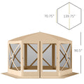 Outsunny 12' X 12' Hexagon Screen House, Pop Up Tent Portable Gazebo Canopy Shelter With Mesh Netting Walls, Carry Bag And Shaded Interior, Beige Beige Polyester