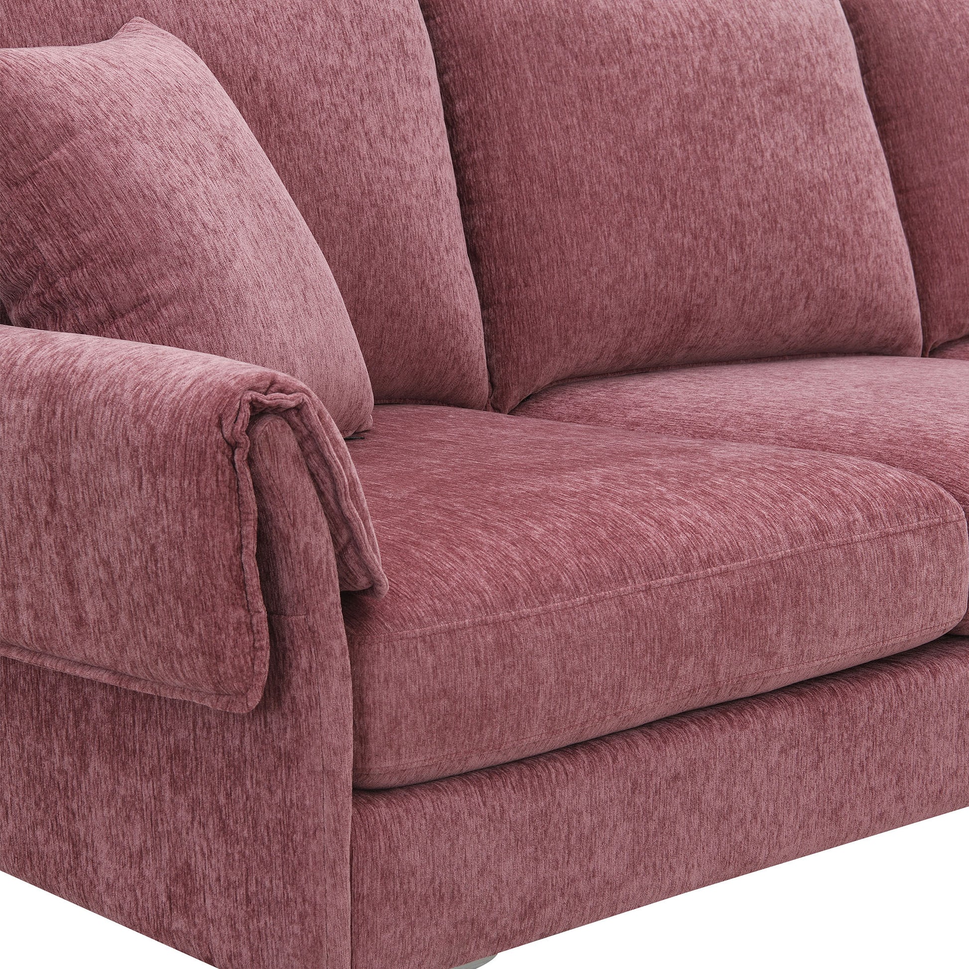 84 "Modern Chenille L Shaped Sofa With Reversible Lounge,Convertible Sectional Couch Set,4 Seat Indoor Furniture With Reversible Chaise,Fit For Living Room, Apartment 2 Pillows Pink Chenille 4 Seat