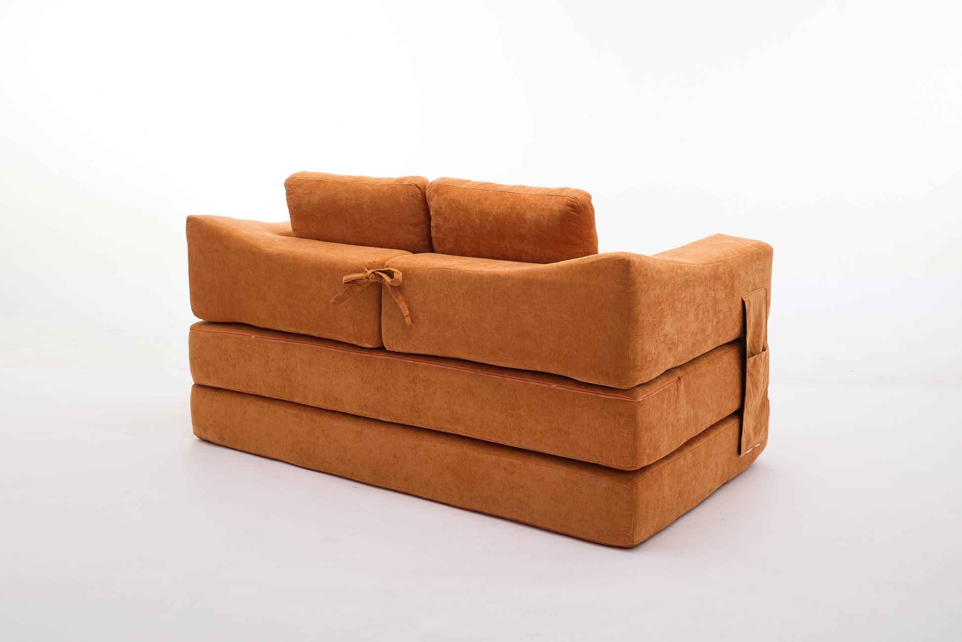 Modern Minimalist Sofa, Fold Out Sofa Bed, Convertible Chair Floor Couch & Sleeping Mattress For Living Room, Bedroom, Apartment, Removable Backrest, Orange Orange Chenille Soft Vintage Chenille 2 Seat