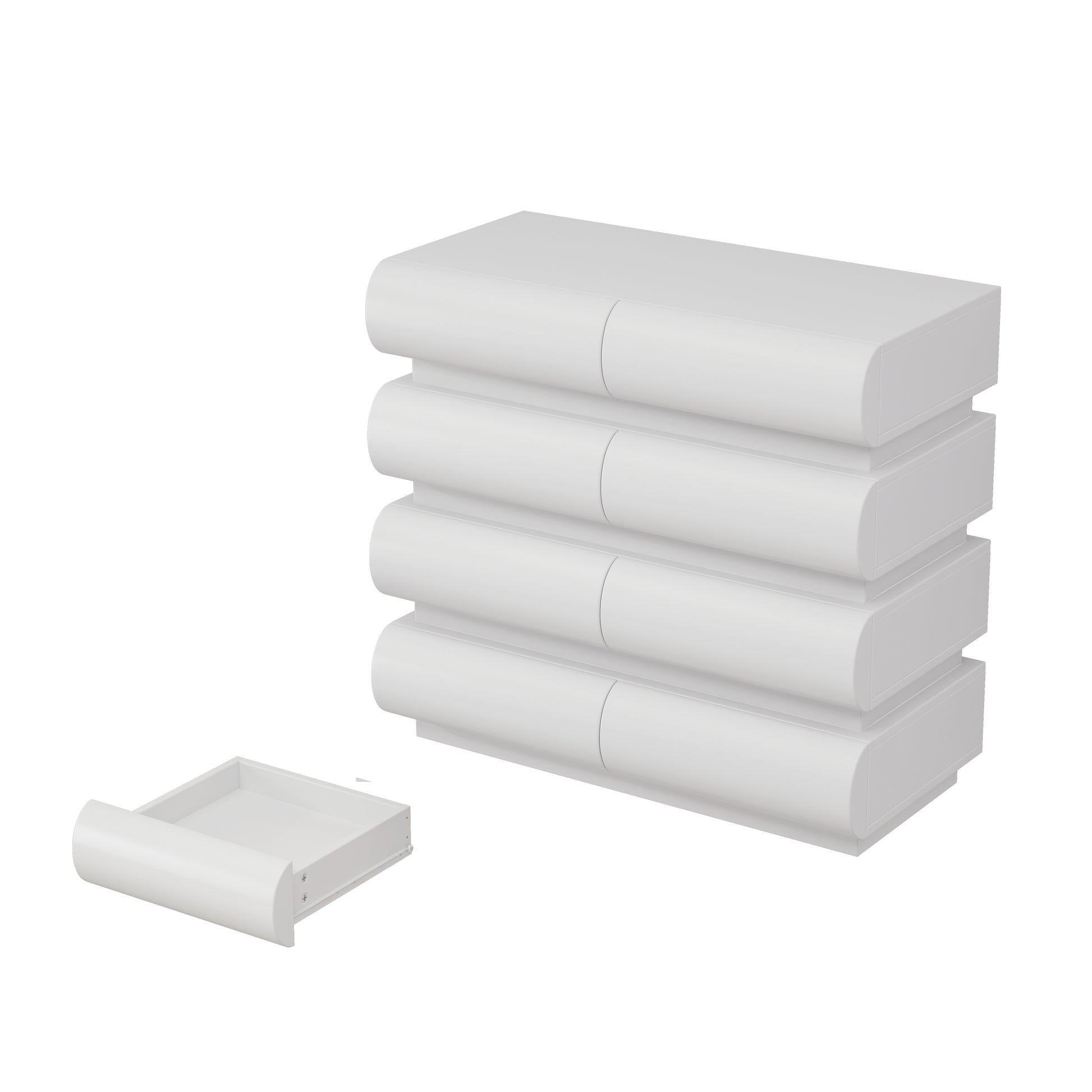 8 Drawer Dresser For Bedroom, White Dresser No Handle, Modern 8 Chest Of Drawers With Wide Storage White Mdf