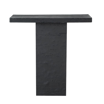 35.5X14X35.5" Black Square Coffee Table With Pedestal Base Black Primary Living Space Contemporary,Industrial,Minimalist,Modern,Ultra Modern Magnesium Oxide