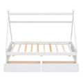 Twin Size House Platform Bed With Two Drawers,Headboard And Footboard, White Twin White Pine