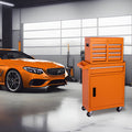 Tool Chest, 5 Drawer Rolling Tool Storage Cabinet With Detachable Top Tool Box, Liner, Universal Lockable Wheels, Adjustable Shelf, Locking Mechanism, Metal Tool Cart For Garage Workshop Orange