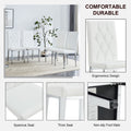 2 Piece Dining Chair Set, Modern Style Kitchen Soft Cushion High Backrest, With Embedded Buttons, Metal Leg Office Chair, Suitable For Restaurants, Offices, And Restaurants. White Pu