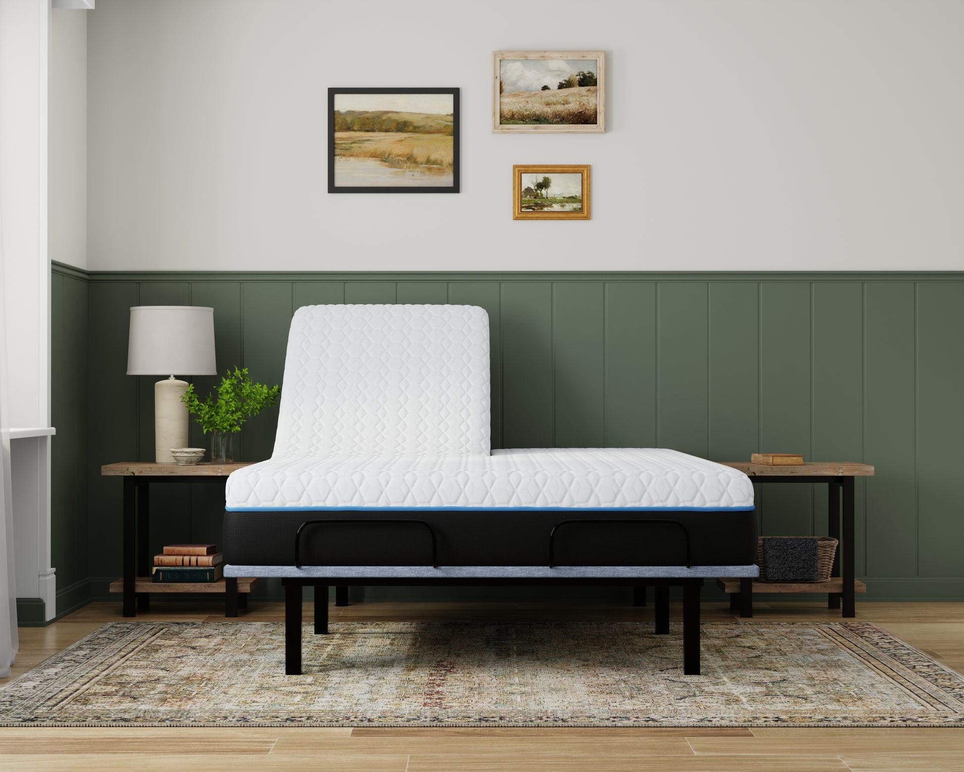 Copper Lux 14" Split Top King Plush Memory Foam Mattress With Phase Change Cooling Fabric White Gray Foam Split Top King