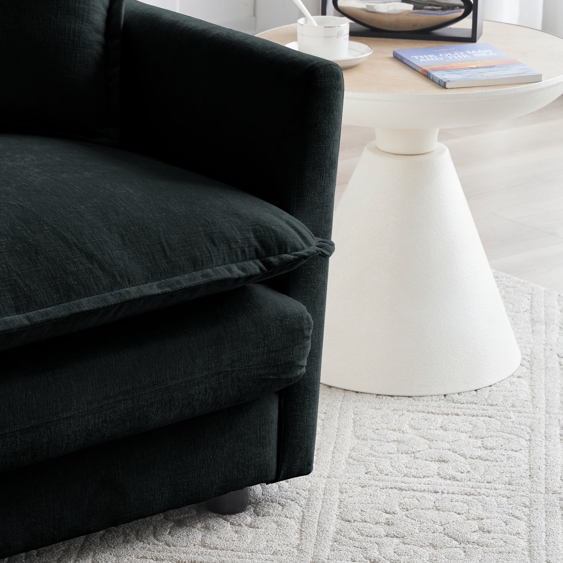 Free Combination Modular Sofa Free,4 Seater Sofa Comfy Chenille Fabric,Sectional Sofa Couch,Black Chenille Black Chenille 4 Seat