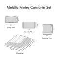 Metallic Printed Comforter Set King White Silver Polyester