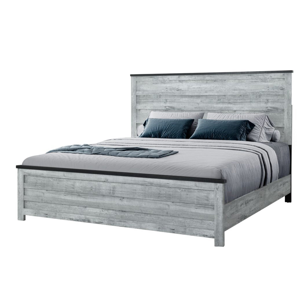 Kicks Grey Wash Queen Bed Gray Wash Solid Wood Mdf