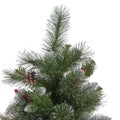 9' Glitter Bristle Mixed Hinged Tree With 72 Red Berry And 73 Pine Cones And 2099 Tips,Dia:66 Green Pvc