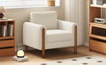 Oversized Accent Chair, Upholstered Living Room Chairs Single Sofa Chair With Walnut Legs, Curved Handrail, White White Teddy