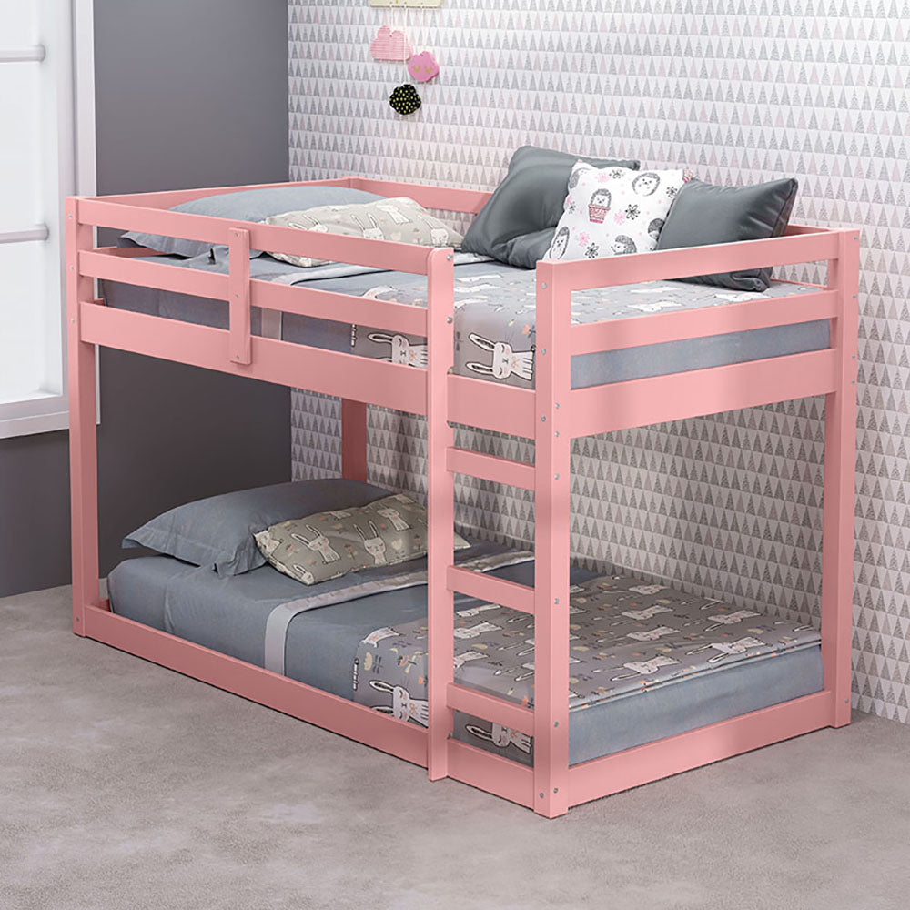 Pink Twin Loft Bed With Wooden Frame Twin Pink Wood Bedroom Pine Slat Beds Wood