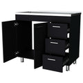 Black 2 Door 3 Drawer Kitchen Cabinet Freestanding 3 4 Drawers Black Primary Living Space Melamine