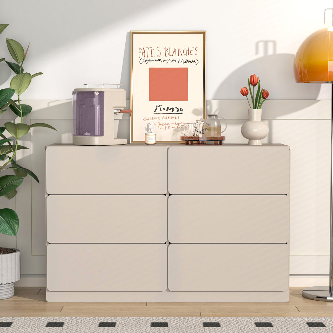 Drawer Dresser Cabinet,Sideboard,Bar Cabinet,Buffet Server Console,Table Storge Cabinets,Flat Out The Corners Of The Drawers,Six Drawers,For Dining Room,Living Room,Bedroom,Kitchen Hallway,Light