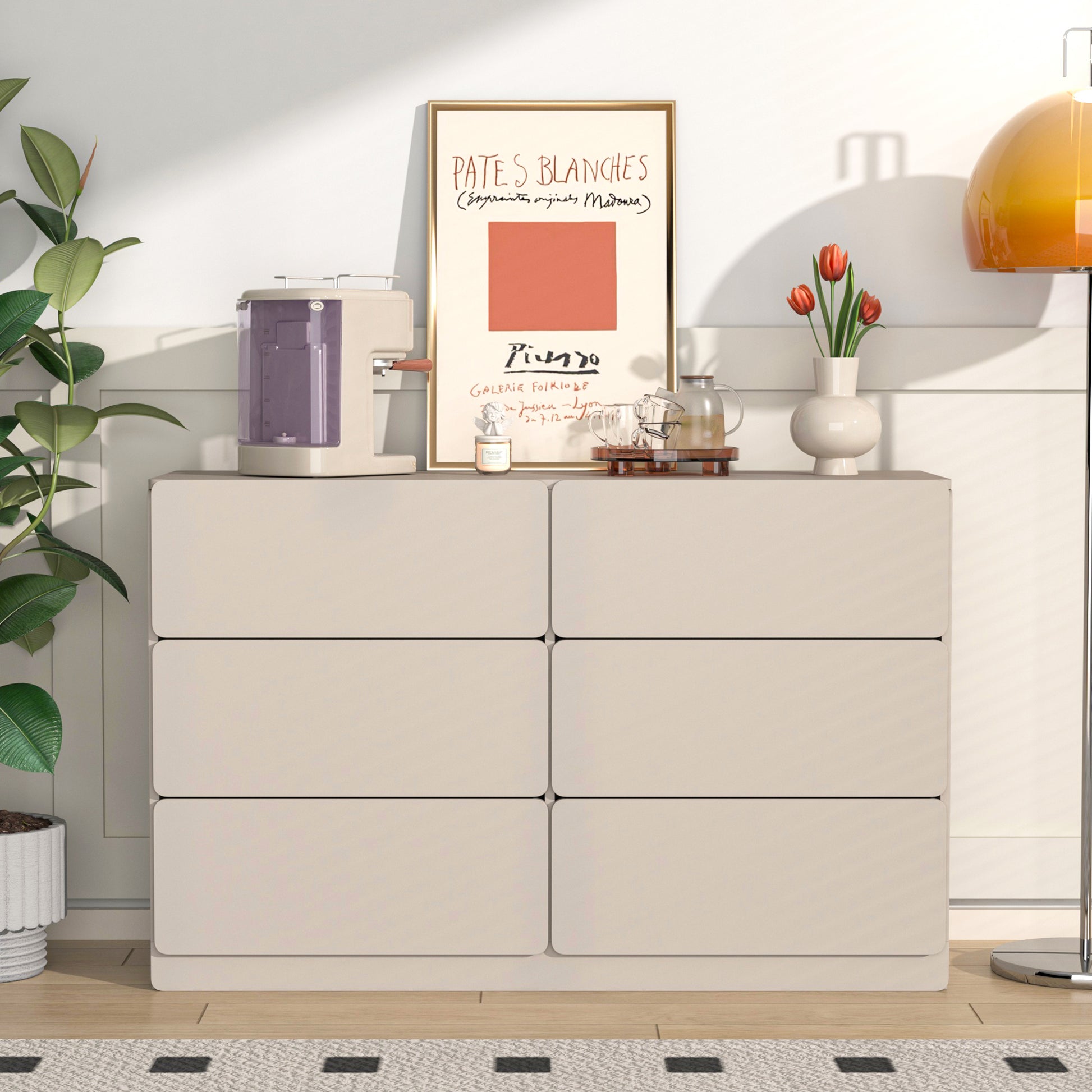 Drawer Dresser Cabinet,Sideboard,Bar Cabinet,Buffet Server Console,Table Storge Cabinets,Flat Out The Corners Of The Drawers,Six Drawers,For Dining Room,Living Room,Bedroom,Kitchen Hallway,Light