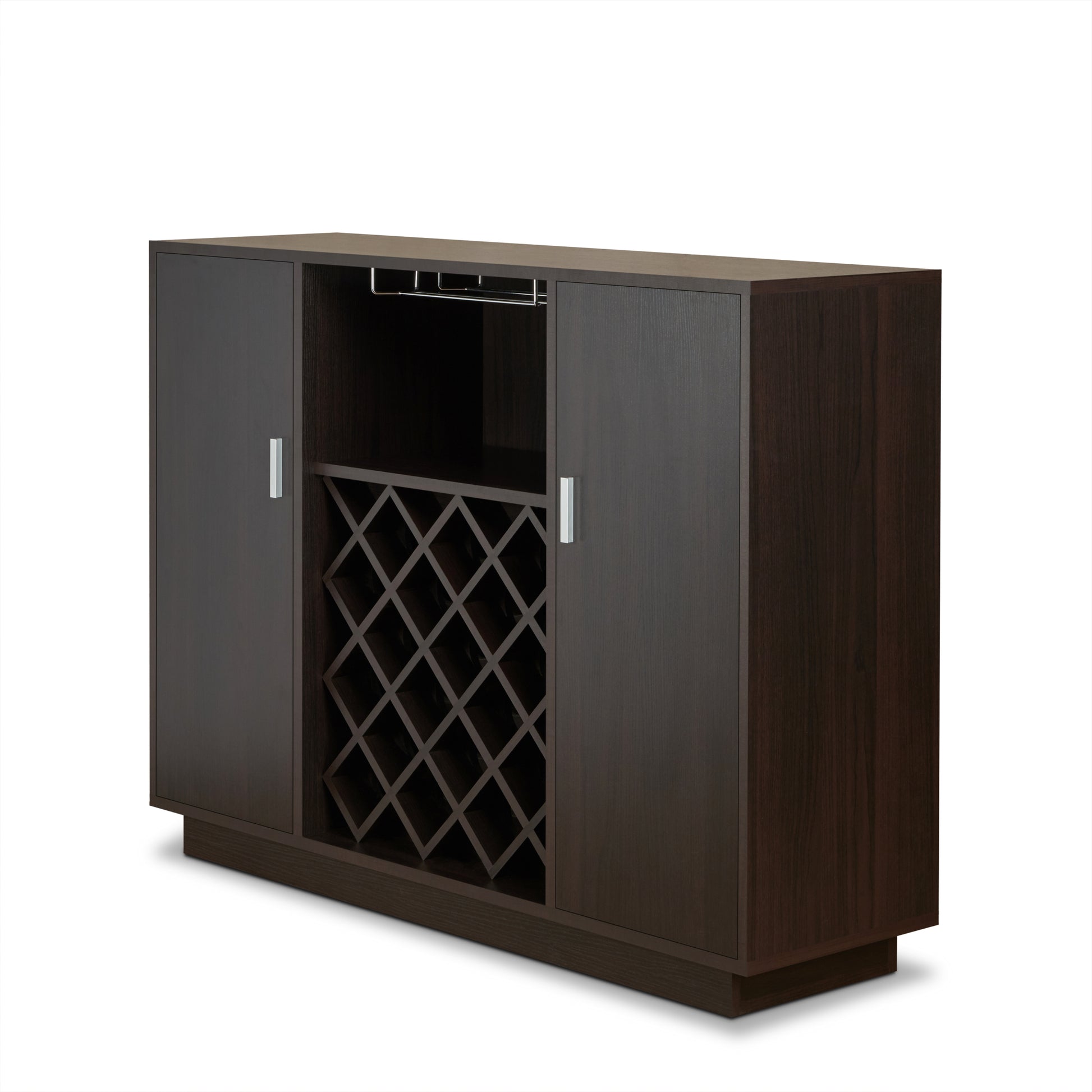 Espresso 2 Door Wine Cabinet With Stemware Rack Espresso Kitchen Mdf