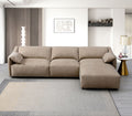 Veata Sectional Sofa, Light Brown Suede Lv03090 Light Brown Plywood 4 Seat