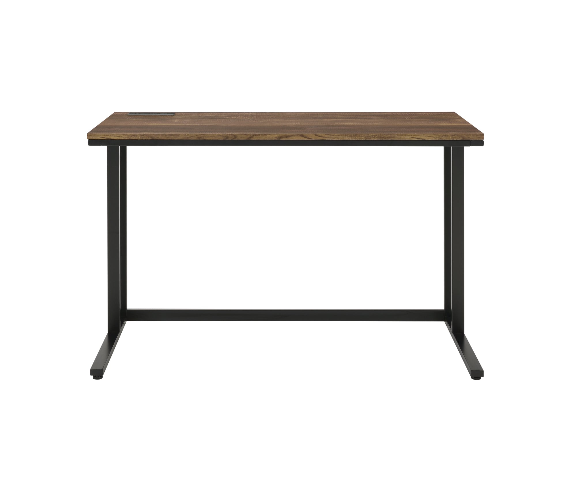 Walnut And Black Writing Desk With Usb Port Walnut Black Computer Desk Office Rectangular Wood Metal Sled