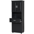 Tall Bathroom Cabinet With Laundry Basket, Large Storage Space Tilt Out Laundry Hamper And Upper Storage Cabinet, Black Black Mdf