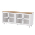 Farmhouse Tv Stand With Tempered Glass Doors For Tvs Up To 70