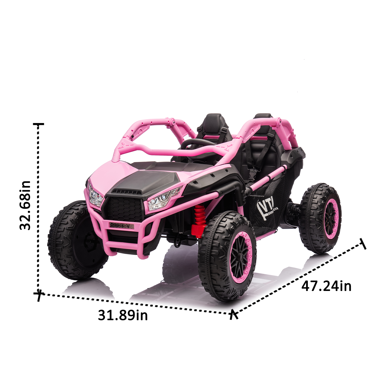 24V Two Seater Kids Ride On Utv W Parents Control,20In Seat Width,400W Super High Power,Four Wheel Suspension,Bluetooth,Mp3,Usb,Led Light,Horn,Rear Storage Space,Speeds 3.73 4.97Mph For Kids Aged 3 . Pink 100 149 Lbs Polypropylene