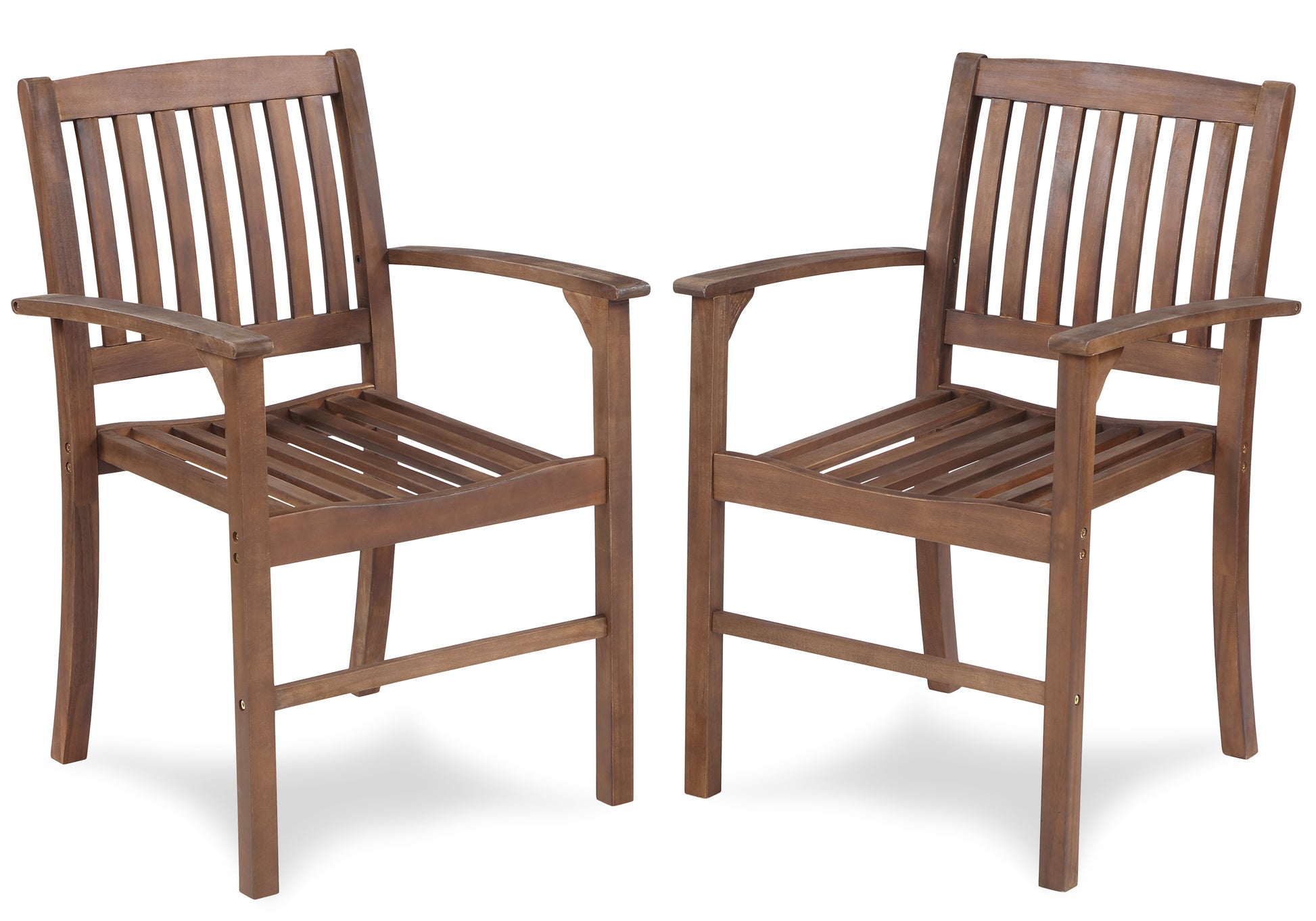 Patio Dining Chair Set Of 2, Solid Wood Indoor Outdoor Furniture Brown Brown Acacia Wood