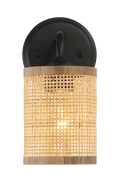 Reef Single Lights Wall Sconce With Natural Rattan Shade Rustic Wicker Wall Light Black,Rattan Metal,Rattan