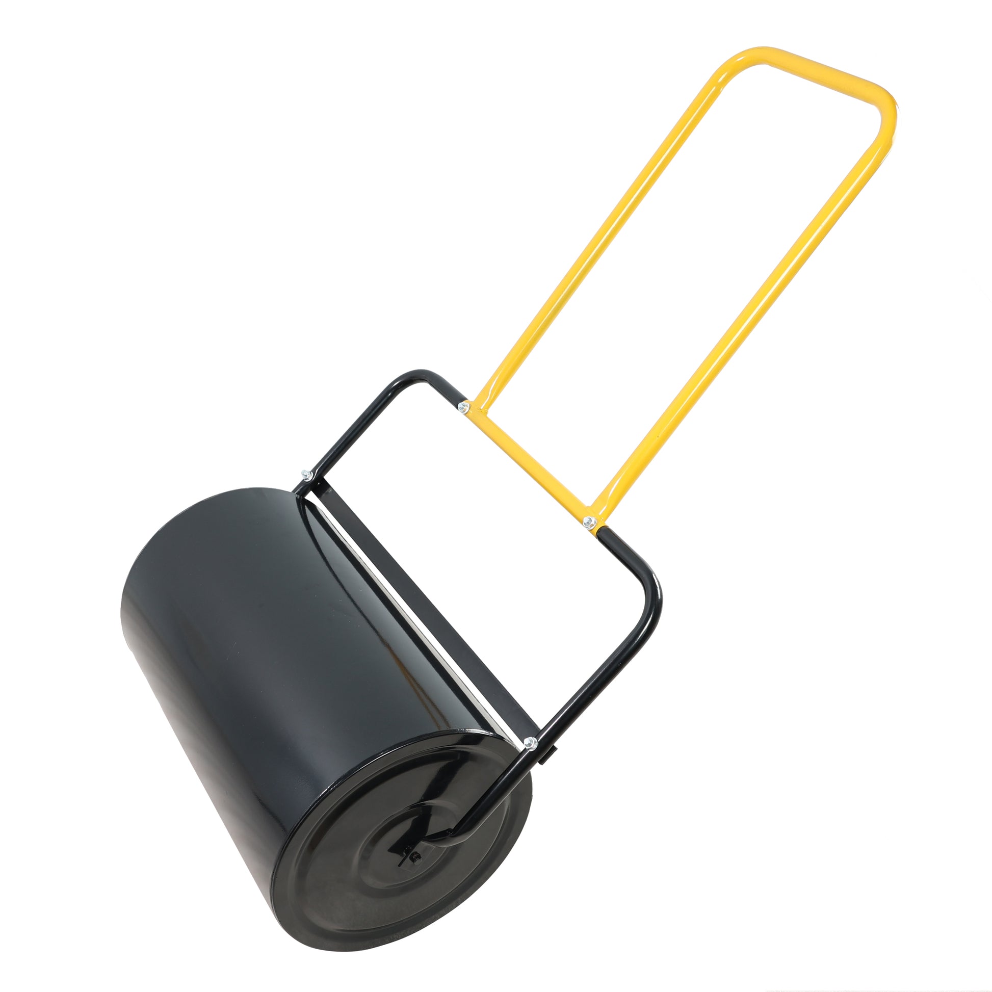 40 Litre High Capacity Lawn Roller, Can Fill Sand Water, U Shaped Ergonomic Handle, Easy To Push And Pull, Suitable For Gardens, Farms, Parks, Black Yellow Black Iron