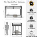 Adam Twin Over Twin Metal Bunk, Black Twin Box Spring Not Required Black Bedroom Bed Frame Metal Metal